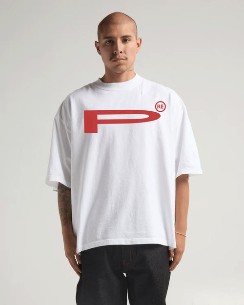 Logo Boxed Drop Shoulder Tee - White